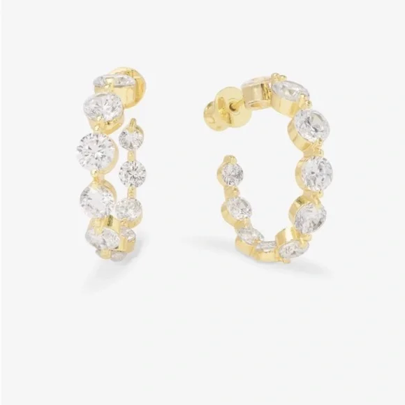 Melinda Maria Gold and White Earrings - Picture 3 of 4